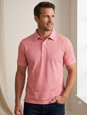 Men's Michael Rouen Performance Pink Heather Polo Shirt XL (NWT)
